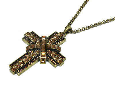 Multi crystal cross necklace