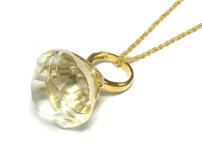 Crystal and glass big ring necklace