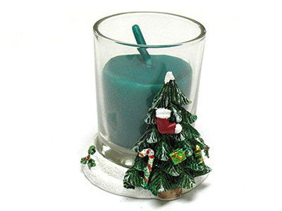 Figuline deco and glass cup candle