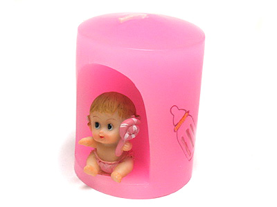 Baby girl deco candle - baby shower gift