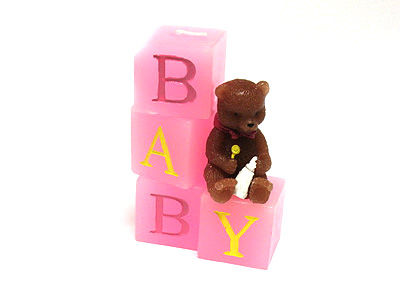 Baby bear and square box candle - baby shower gift