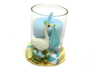 Pelican and baby wraping cloth candle - baby shower gift