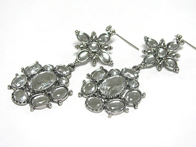 Facet glass deco flower drop earring