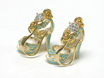 Tutti frutti crystal and metal epoxy high heel earring