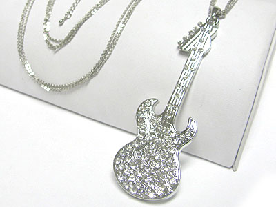 Crystal guitar pendant long necklace