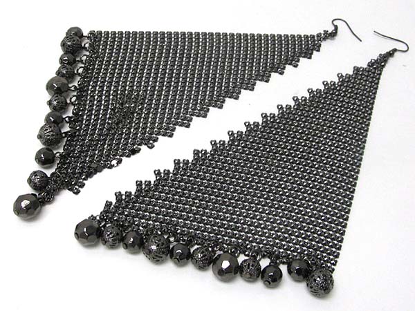 8 inch super long metal mesh and ball dangle big earring