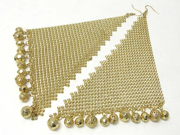 8 inch super long metal mesh and ball dangle big earring