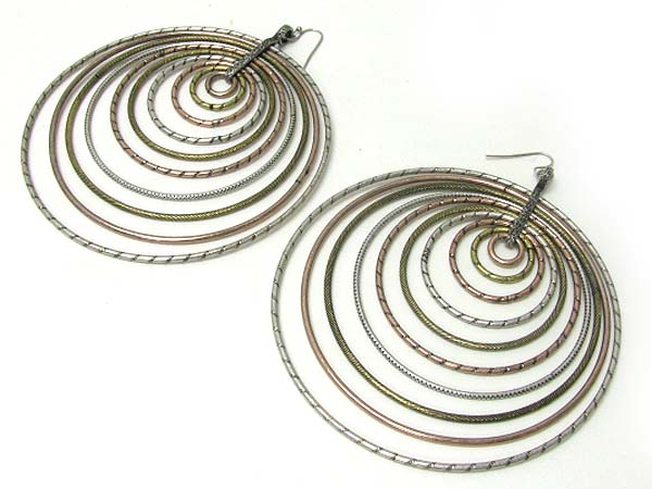 4 inch diameter super big multi metal round earring