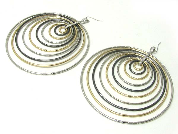 4 inch diameter super big multi metal round earring