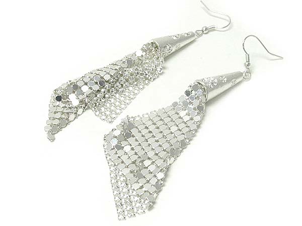 4 inch long metal mesh earring