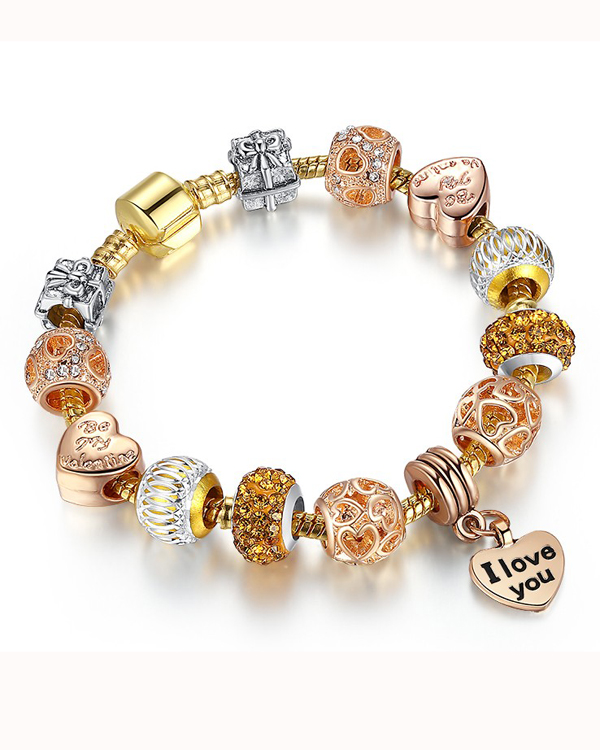 Euro style  interchangeable european charm bracelet -  love you heart