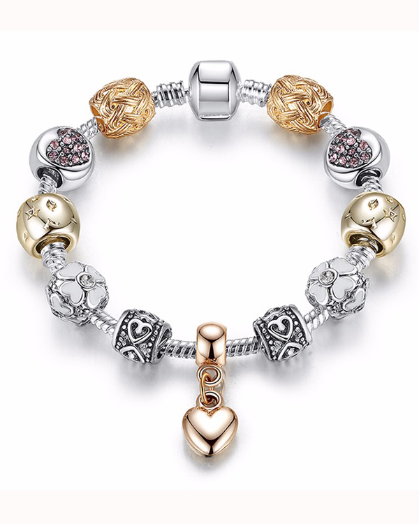 Euro style  interchangeable european charm bracelet - heart