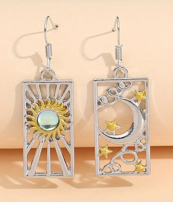 Sun moon and star earring