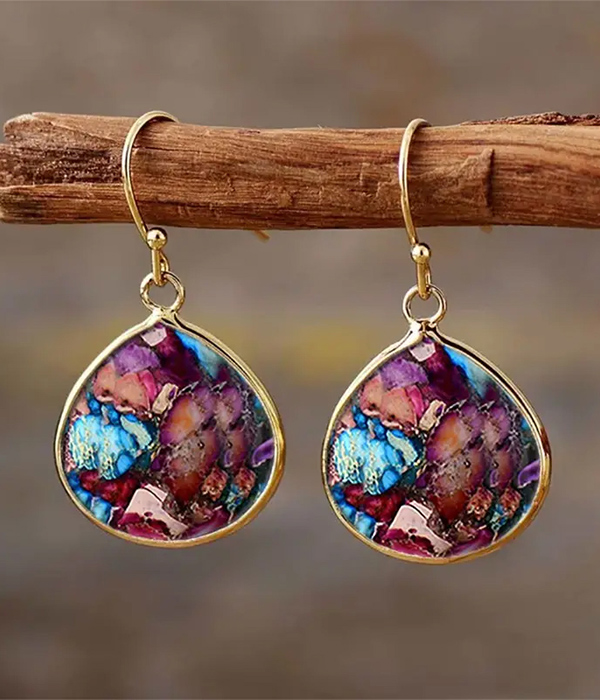 Art painting teardrop earring