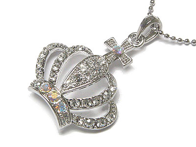 Made in korea whitegold plating crystal crown necklace