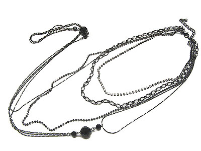 Multi chain link metal long necklace