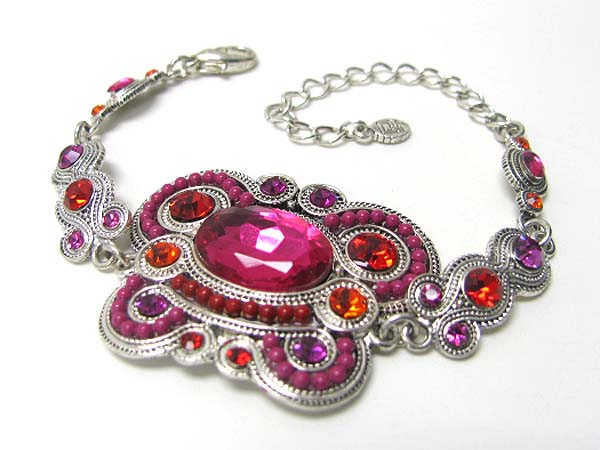 Crystal and beads deco casting metal link bracelet?