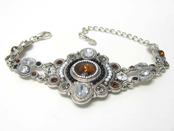 Crystal and beads deco casting metal link bracelet?