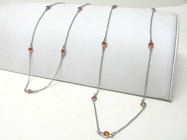 Crystal stone joint long metal chain neckalce