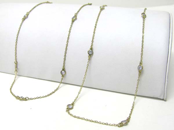 Crystal stone joint long metal chain neckalce