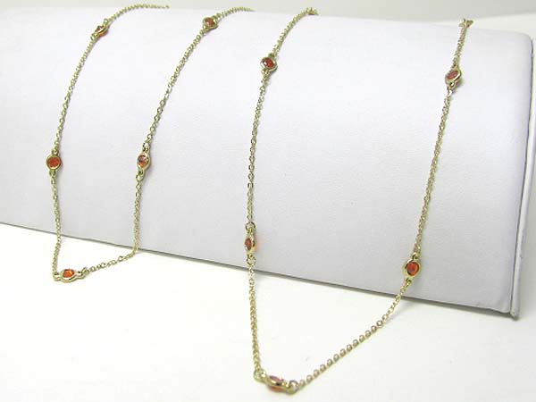 Crystal stone joint long metal chain neckalce