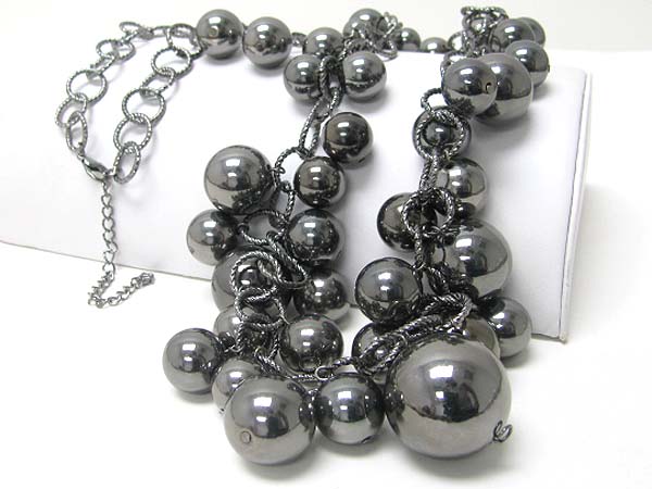 Mixed metal ball link necklace earring set