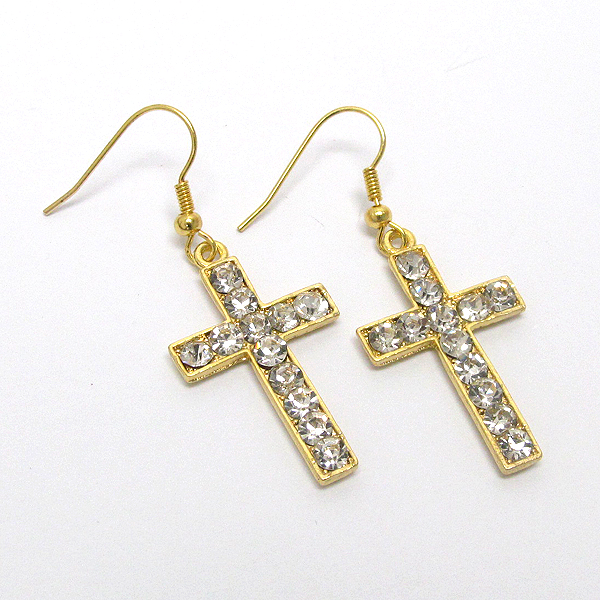 Crystal cross earring