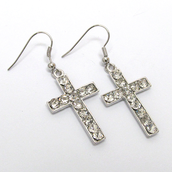 Crystal cross earring