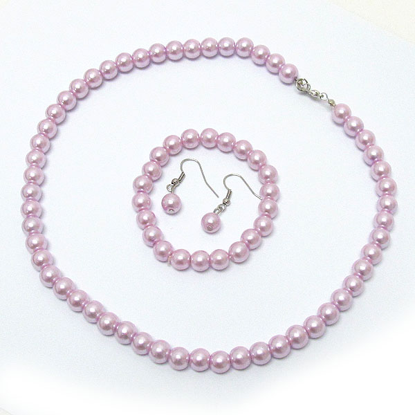 Pearl necklace bracelet earring set