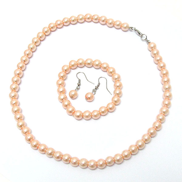 Pearl necklace bracelet earring set