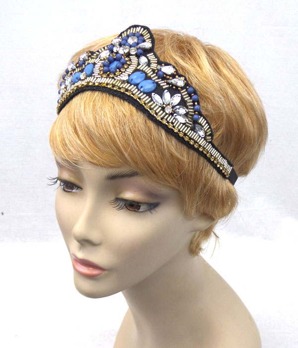 Crystals and multi seed beads handmade headband