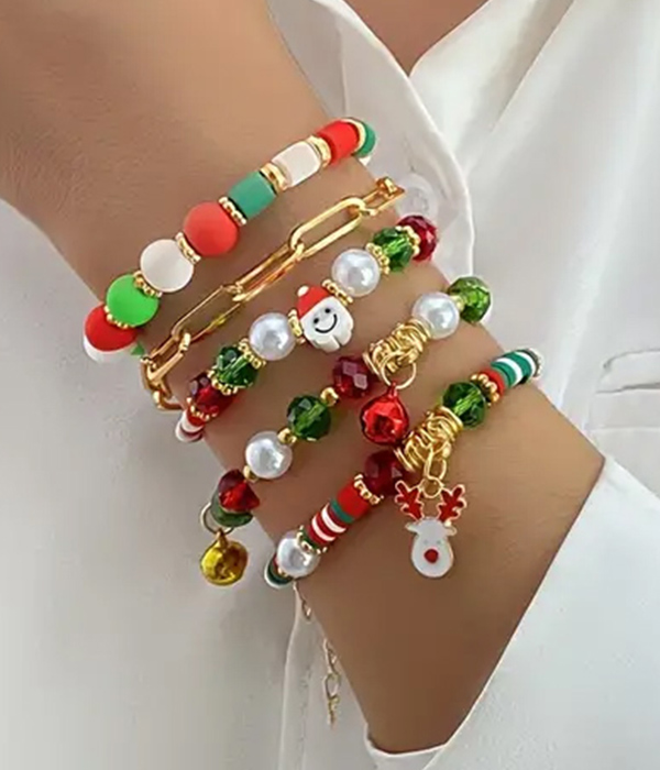 Christmas theme 5 bracelet set