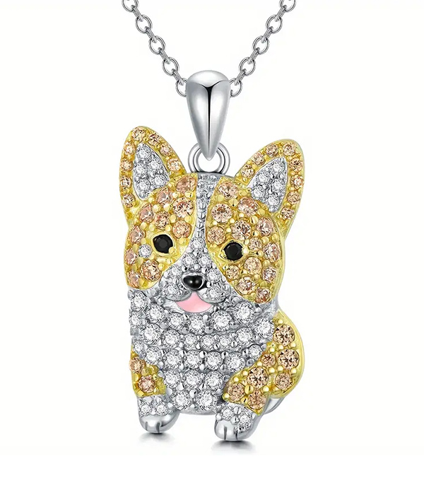 Pet lovers theme dog necklace - corgi