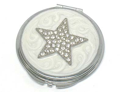 Crystal deco star compact mirror