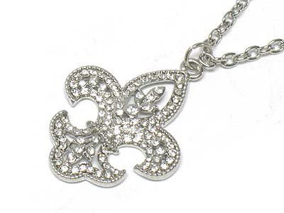 Crystal deco fleur de lis necklace 