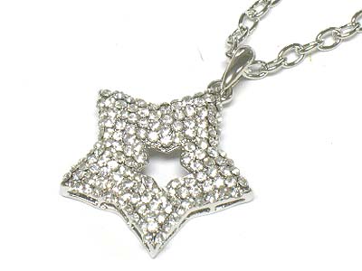 Crystal dense paved star pendant necklace