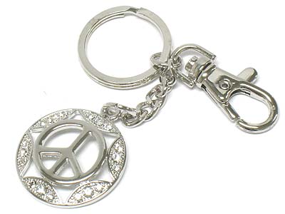 Crystal deco peace charm key chain