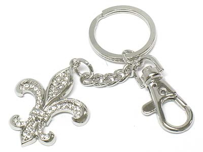 Crystal fleur de lis charm key chain