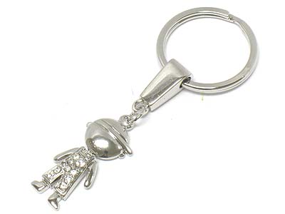 Crystal deco boy shape charm key chain