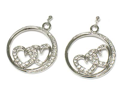 Crystal dual heart round earring