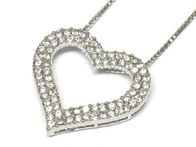 Crystal deco heart frame pendant necklace