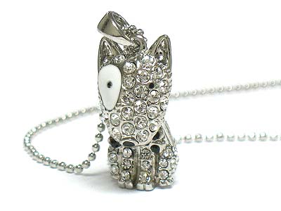 Crystal nodding puppy pendant necklace