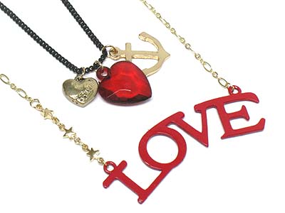 Double strand love pendant and fashion charm necklace