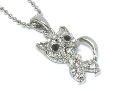 Crystal cat pendant necklace