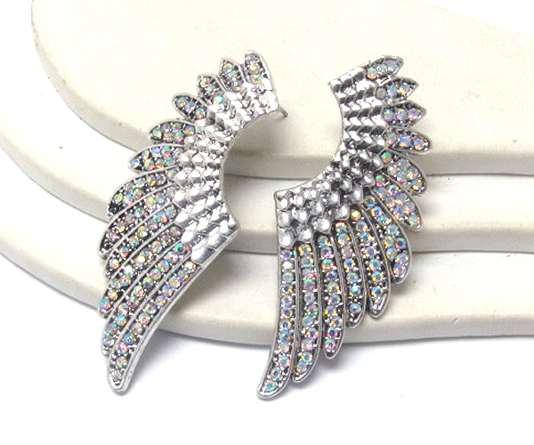 Crystal deco angel wing earring