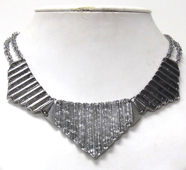 Aztec inspired three piece metal bar link necklace -western