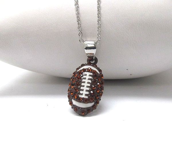 Crystal and paint deco football necklace