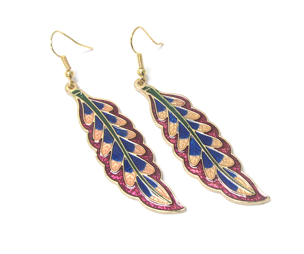 Multi color paint feather earring