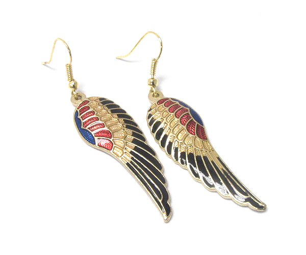 Multi color paint angel wing earring