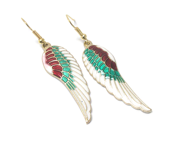 Multi color paint angel wing earring